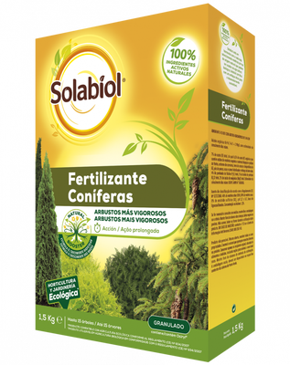 Solabiol fertilizante para coníferas, con estimulador radicular.